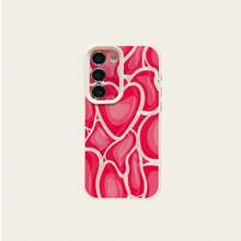 1pc TPU Material Cute Pink Heart Pattern Fashionable Phone Case Suitable For Samsung/A05s/A12/A13/A14/4G/A15/A21s/A23/A25/A32/5G/A34/A35/A50s/A51/A52/A53/A54/A55/A71/A72/A73/S10/S20FE/S20Ultra/S21Ultra/S22/S22Plus/S23/S24, Redmi/10C/12C/Note10/11/12/13/ProPlus/Note8/9Pro, Full-Body Shockproof Soft Shell Phone Protective Case - White - View 5