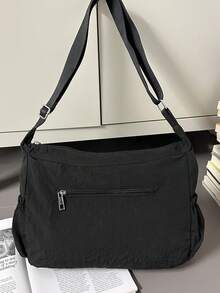 New Spring/Summer Bow Drawstring Cloud Pleated Shoulder Bag, Crossbody Bag For Women - Black - View 3