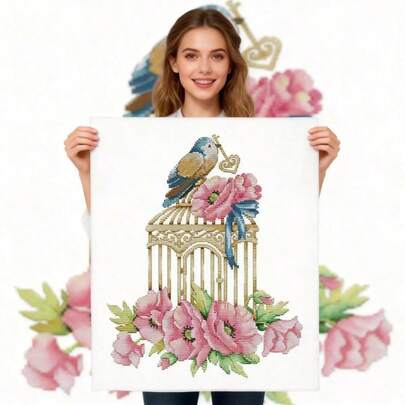 SNA 2026 New Style The Little Bird In The Birdcage Cross Stitch Kit Count Print Canvas Cross Stitches Needlework Embroidery DIY Handmade Diy Kit Crafts Embroidered Embroidery Kit Cross Stitch Kits Crochet Kit Punch Needle Kit Sewing Accessories Sewing Kit Embroidery Thread Craft Kit Stitch Stuff Sewing Patterns Crochet Craft Supplies Embroidery Kit Beginners Sewing Pattern