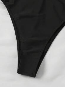 1pc Sexy V-Neck Black White Patchwork One-Piece Swimsuit Women Lingerie Teddies And Bodysuits Comfortable Stretchy Fabric Summer Beachwear - 黑色 - 查看 6