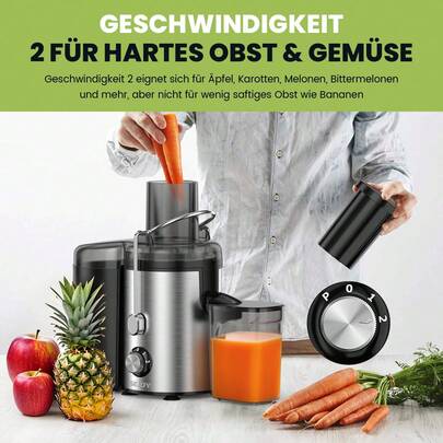 sejoy Elektrisk sågverk, centrifugaljuicekvarn med stor diameter och hög hastighet, 2 steg, multifunktionell stor kapacitet, lämplig för frukt och grönsaker, lätt att rengöra och använda