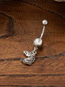 1件西部牛仔风格肚脐环，牛仔帽、牛仔靴、西部马肚脐钉，蓝色绿松石装饰西部肚脐不锈钢人体穿刺饰品 - 彩色 - 查看 19