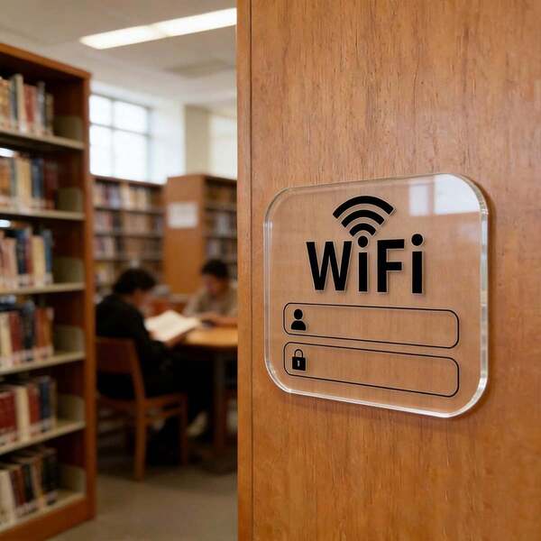 1 Letrero de contraseña WiFi, autoadhesivo, duradero, resistente al agua, hecho de acrílico transparente blanco, adecuado para restaurantes, salas de estar, oficinas, lugares de negocios, etc. Ramadán