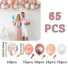 20/40/65/100个玫瑰金亮片乳胶气球混合金属哑光气球套装，适用于婴儿派对、婚礼、订婚、单身派对、情人节、新娘送礼会、生日派对装饰 - 玫瑰金 - 查看 15