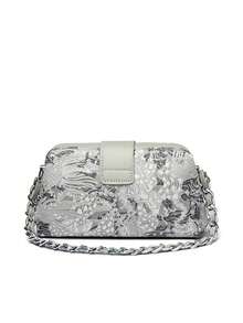 迷你优雅纯色夹扣金属链条手柄女士手提包，休闲简约单肩托特包，适合购物、钱包、通勤，适合年轻女性、大学生、新人及上班族女性。是办公室、大学、工作、商务、通勤、户外、旅行和郊游的理想之选。 - 淺灰色 - 查看 9