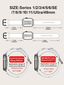 1pc Soft Elastic Breathable Replacement Watch Band With Scattered Blue Flowers On White Background, Suitable Compatible With Samsung, Honor Smartwatches, 38mm 40mm 41mm 42mm 46mm 45mm 44mm 49mm, Fashionable Casual Silicone Watch Strap Compatible With Apple Watch Ultra Series SE/11/10/9/8/7/6/5/4/3/2/1 - Multicolor - View 6