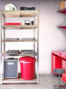 Nyana Home鍍鋅金屬儲物架 | 5層加固擱板 | 總承重875公斤（每層175公斤） | 多功能儲物架，適用於車庫、儲藏室、倉庫或工作室 | 模組化設計，可轉換為工作台 | 防腐蝕鍍鋅鋼結構 | 無需螺絲，輕鬆組裝 | 尺寸：180厘米90x400厘米 - 灰色 - 查看 4