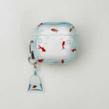 Lucky Koi Fish Earphone Case, With Pendant, Compatible With Apple 1/2/3/4/Pro/Pro2/Pro3 Protective Case, Slim-Fit Earphone Cover, Anti-Drop Earphone Protective Case - Clear - View 9