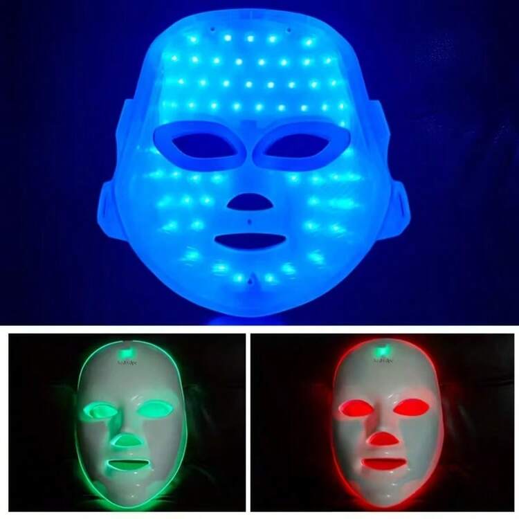 Aedwdpe LED Face Mask 7-Color Light Beauty Device, USB Rechargeable, Suitable For Daily Home Facial Use - Facial Skincare Accessory - 白色 - 查看 7