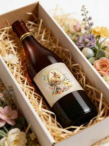 9 piezas Etiquetas adhesivas para botellas de vino de Pascua feliz con diseños impermeables de conejo, huevo y pollito para decoraciones de fiesta, decoración de mesa de temporada y regalos - multicolor - Ver 6