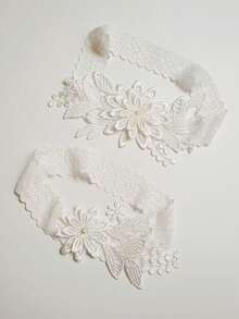2pcs/Set Fashionable Court-Style White Lace Blue Faux Pearl Flower Romantic Wedding Bridal Bridesmaid Sexy Garter Belt With Body Chains & Thigh Chains (Random Pattern) Valentine's Day Valentines - 銀色 - 查看 10