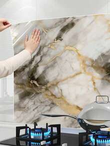 金色大理石纹自粘墙纸，防水自粘大理石纹理壁纸，适用于厨房、浴室、桌面、墙面，可移除且可重复使用 - 金石 - 查看 4