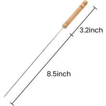 12 PCS Skewers For Grilling, Kabob Skewers With Wood Handle, Reusable BBQ Barbecue Sticks For Marshmallow, Hot Dog, Meat, Vegetable, Camping Cookware Grill Cooking, 11.7" (Including Handle) - A - View 2