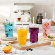 Trinkgläser - 4 Tassen + 4 Deckel + 4 Strohhalme - Übersicht 3