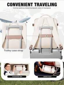 Túi xách tay/balo du lịch kích thước 40x25x20cm, vừa laptop 14 inch, balo đi làm nhẹ, túi đựng máy tính thời trang, hành lý công tác ngắn ngày, màu trơn unisex, balo du lịch/kéo/ba lô máy bay được chấp thuận, balo đựng laptop, quà tặng cho nam và nữ. - Màu be - Xem 4