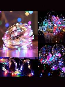 1m/3 metri/5m Luci a filo di rame per fate, alimentate tramite USB, adatte per decorazioni interne, feste, matrimoni, compleanni, periodi festivi, decorazioni per feste, atmosfera interna, illuminazione decorativa - Multicolore - Visualizzare 9