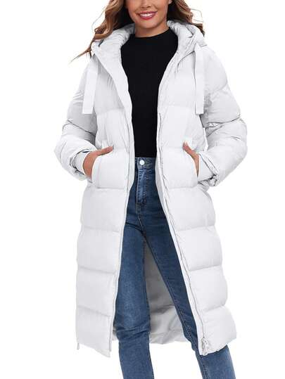 GS SNOWING Womens Winter Maxi Long Puffer Coat Thicken Hooded Down Quilted Padded Jacket Winter Warm