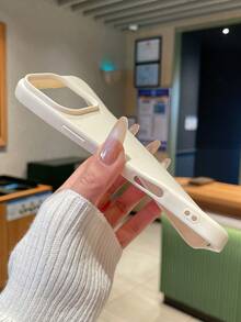 1pc Minimalist White Full Coverage TPU Shockproof Phone Case Compatible With Apple 16, 15, 14, 13, 12, 11 Pro Max, And Series - White - View 6