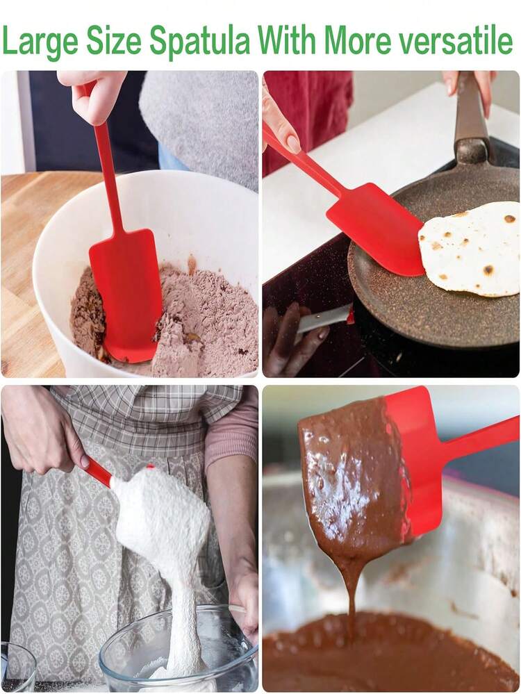 1pc Grade Silicone Cream Cake Spatula,Silicone Large Scraper,Baking Scraper,Cake Scraper, Cream Scraper,Silicone Spatula,Silicone Butter Scraper,Extended Handle Baking Silicone Scraper,Cooking Spatula,Salad Stirring Spatula,Cake Cream Cooking Silicone Spatula,Baking Tool,Non Stick Silicone Spatula For Kitchen Cooking,Scraper,For Cream, - Multicolor - View 9