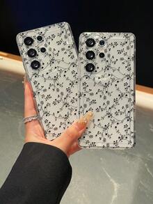 1个黑色植物图案，带气囊透明防摔功能的手机保护壳，TPU材质，可作为节日礼物赠送，男女通用，适用于三星手机 - 彩色 - 查看 7