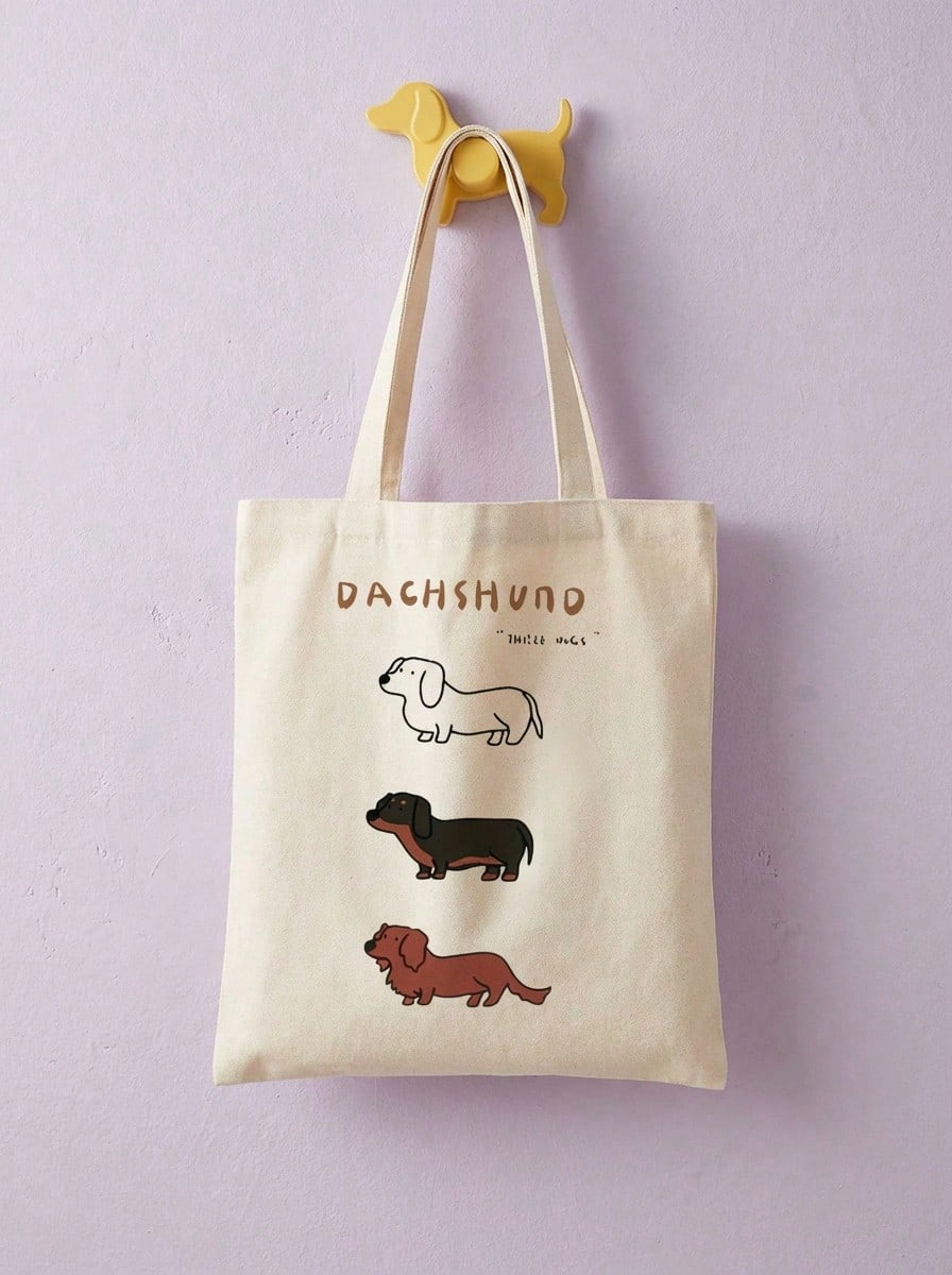 Joivida Bộ 3 túi tote in hình chó Dachshund dễ thương, túi đeo vai cỡ lớn tiện dụng, túi mua sắm hàng ngày, túi đựng đồ đa năng, túi xách du lịch nhẹ, quà tặng ý nghĩa, quà lưu niệm du lịch, túi du lịch thiết yếu, phù hợp cho đi làm, đi học, du lịch, dã ngoại, cắm trại, hoạt động ngoài trời và nhiều hơn nữa, túi Dachshund, quà Giáng sinh sáng tạo.