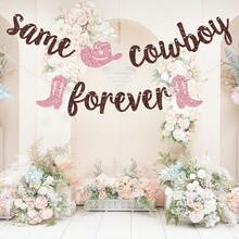 Same Cowboy Forever Banner, Western Cowgirl Bachelorette Decorations, Nashville Bridal Shower Engagement Party Decor, Western Bachelorette Party Decorations, Brown Glitter - quả mơ - Xem 2