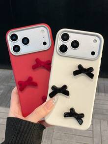 1pc Unisex Solid White New Year Phone Case With Removable DIY Exquisite Velvet Bow - Elegant Premium Cover For Apple 17/17 Pro Max/16/15/14/13/12/11/Pro/Pro Max/Plus, S20-S25/FE/Ultra, Redmi | Shockproof Anti-Slip Scratch-Resistant Gift - White - View 6