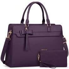 NEWHEY Bolso de mano tipo maletín para laptop, bolso de compras de mano, bolso para laptop de 15.6 pulgadas, bolso de trabajo impermeable de cuero PU, bolso de hombro con cartera, set de 2 bolsos de mano para negocio, trabajo, escuela, funda para laptop, funda para laptop para mujeres, funda portátil con asa para viajes de negocios - Multicolor - Ver 13