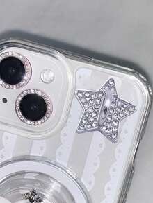 2pcs Silver Heart & Star Shaped Hanging Hooks, Convenient To Carry, Adhesive Back To Prevent Falling Off, Fashionable And Elegant Compatible With Android And Most Smartphone,Gifts For Mother, Family, Friends, Kids, Birthday, Holiday Phone Chain - Sparkling Stars - View 2