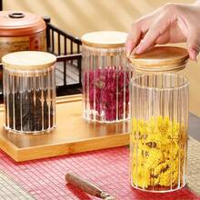 8pcs Food Storage Glass Jars With Bamboo Lids, Transparent, 6.5 X 8.5cm - Multicolor - View 2