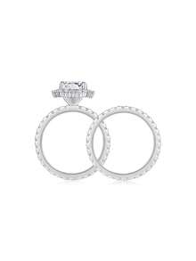 925 Sterling Silver Moissanite Ring For Women, Hypoallergenic High-End Engagement/Wedding Ring, Valentine's Day/Birthday Gift, Oxidation-Resistant Gift Box Packaging - Silver - View 8