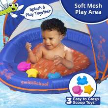 Kids Swimming Equipment Sets - 皇家/橙色嬰兒游泳圈(附遮陽篷) - 查看 5
