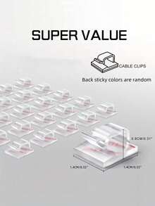 20/1pc Transparent Adhesive Cable Clips - Reusable Self-Adhesive Cable Organizer Clips, Cable Ties And Wire Clips With Strong Sticky Backing. Made Of Plastic, These Clips Can Be Used To Secure Decorative Lights, Wall Cables, Etc. Easy To Remove, Suitable For Home, Office, TV And Ceiling Light Cable Management - Multicolor - View 7