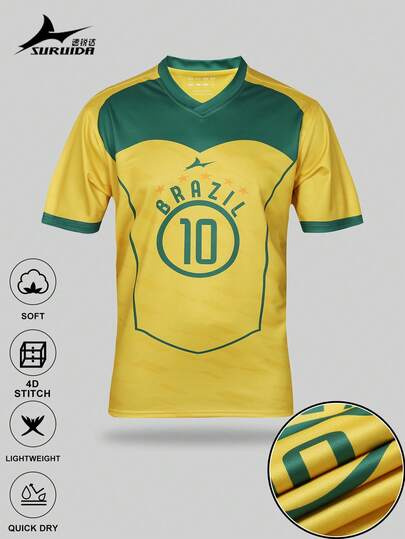 Áo thi đấu bóng đá World Cup Brazil dành cho thanh thiếu niên và trẻ em, cầu thủ số 10, áo thun thể thao ngoài trời, tập luyện, thi đấu, dành cho người hâm mộ bóng đá, quà tặng cho nam giới.