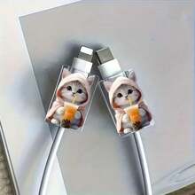 1pcs Of Cute Cartoon Cat Data Cable Protectors, Damage-Resistant, Type-C Phone Cable Protectors, Beautiful And Durable &Chic & Functional &Express Your Personality &Stocking Stuffer - Exquisite Jewelry - View 9