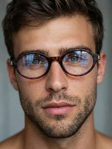 1 Pair Men's Leopard Print Oval Small Frame Retro Casual Non-Prescription Glasses - Leopard Print - View 2