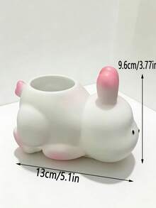 1个可爱兔子笔筒兼化妆刷收纳架，萌趣卡通桌面摆件，创意个性化化妆刷收纳架，文具收纳，适用于家居装饰、户外花盆、插画工具，适用于情人节、复活节等节日（兔耳朵颜色随机） - 彩色 - 查看 3