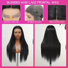 NATAN Tang Long Fiber Wigs 48inch Rose Net Cap Straight Hair Unisex-Adult Party Cosplay Costume Wigs, High Temperature Synthetic Fiber, Natural Black Blonde Coffee Pink With BB Clip And Hairnet - Natural & Black - View 9