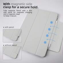 适用于 iPad/iPad Air/iPad Pro 系列的亚克力保护壳，带笔槽，多种颜色可选，内置笔槽，防摔防弯折，轻巧设计，精准开孔，无额外孔洞 - 灰色 - 查看 2