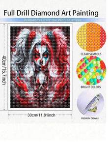 Gothic Clown Girl 5D Diamond Painting Kits For Adults, Diamond Art Diamond Painting Full Drill Crystal Rhinestone Embroidery Craft Kits For Home Wall Decor Gifts - Multicolor - View 9