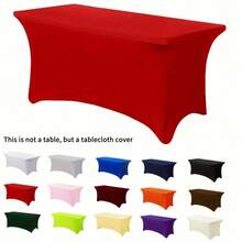 1 pieza Mantel rectangular de poliéster, material de tela elástica, ajuste apretado y resistente a las arrugas, lavable a mano y a máquina, adecuado para boda, cumpleaños, feria comercial y decoración de eventos, mantel de banquete de unicolor - Multicolor - Ver 16