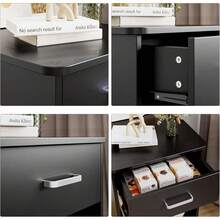 Nightstand, Set Of 2, 2-Tier Side Table With Drawer And Storage Shelf, Bedside Table End Table, Modern Night Stand For Bedroom, Home Office,Black - Black - View 9