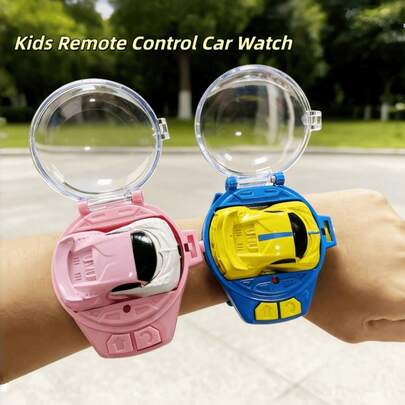 儿童遥控手表玩具，金属材质，男女皆宜，带可充电电池和灯光，迷你赛车，儿童遥控玩具，迷你车，汽车手表，微型遥控车，迷你车，适合3岁以上男孩，幼儿玩具