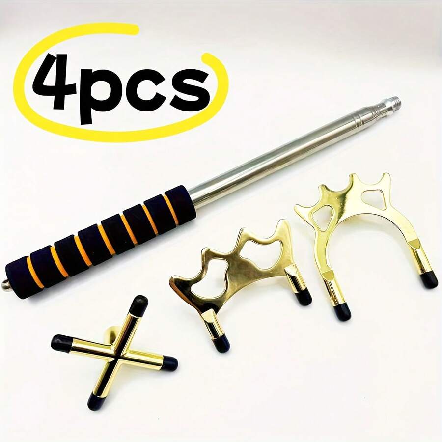 4pcs Adjustable Telescopic Pool Cue Bridge Set, Detachable Extendable Pool Cue Bridge With 3 Brass Tips, Non-Slip Foam Handle, Suitable For Home, Bar, Club Pool Tables To Improve Shooting Accuracy For Billiards And Snooker Players