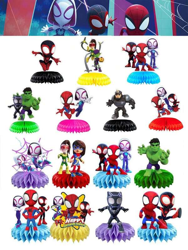  Marvel Spider-Man Party Decorations Set - Centerpieces For Birthday / New Year Party Table, Graduation Ceremony /New Year Gift For Boys, Kids Party Favors /Home Decor Superhero Theme