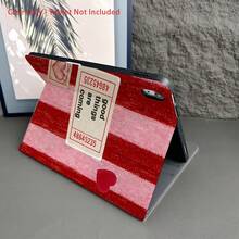 1 Pc Retro Stripe & Positive Quote Protective Tablet Case - Ideal For Sweet & Optimistic Style Enthusiasts With Pen Holder Compatible With IPad 10.9/10.2/ Air 5th Gen/Pro11/10th/9.7/Air 2/IPad (7th Gen)/ IPad (8th Gen)/IPad Air 4/5/IPad Pro 11/IPad 10th Generation 10.9-Inch 2022 Smart Case/IPad Air 13(M3 2025)/IPad Air 11(M3 2025)/IPad Air 11(M3 2025)/IPad 11(A16 2025)/Galaxy Tab S10+/S9/A9, Auto Sleep/Wake Function - Multicolor - View 8