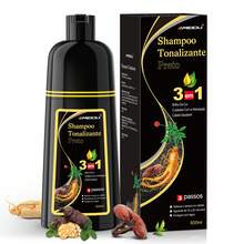 IIIMEIDU MEIDU Hair Dye, 500ml, Unisex Shampoo And Dye, 3 In 1 Long-Lasting, Effectively Covers Gray Hair, Contains Ginseng, Ginger, Black Sesame And Other Extracts For Hair Care, Suitable For All Hair Types. - 黑色 - 查看 2