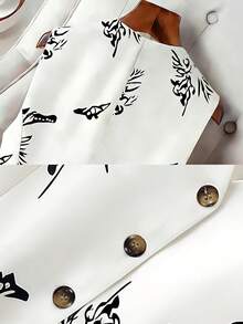 Áo blazer nữ dáng suông, nhẹ, không tay, cài cúc đơn, in họa tiết, thích hợp mặc đi làm và công sở. - trắng - Xem 6