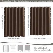 84\ Long Scalloped Shower Curtain Linen Textured With 12 Metal Hooks Cute Extra Long Heavy Duty Washable Waterproof Cloth Shower Curtains With Black Border For Bathroom Hotel Bathtub,Brown - 棕色 - 查看 7