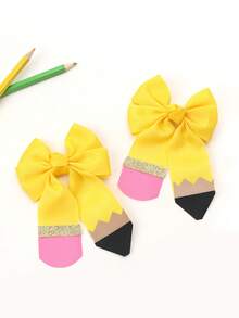 2pcs Girls Bow Decor Hair Clip For Back To School Season - Multicolor - View 6
